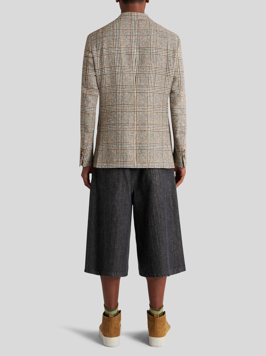 CHECK LINEN- AND COTTON-BLEND BLAZER - 5