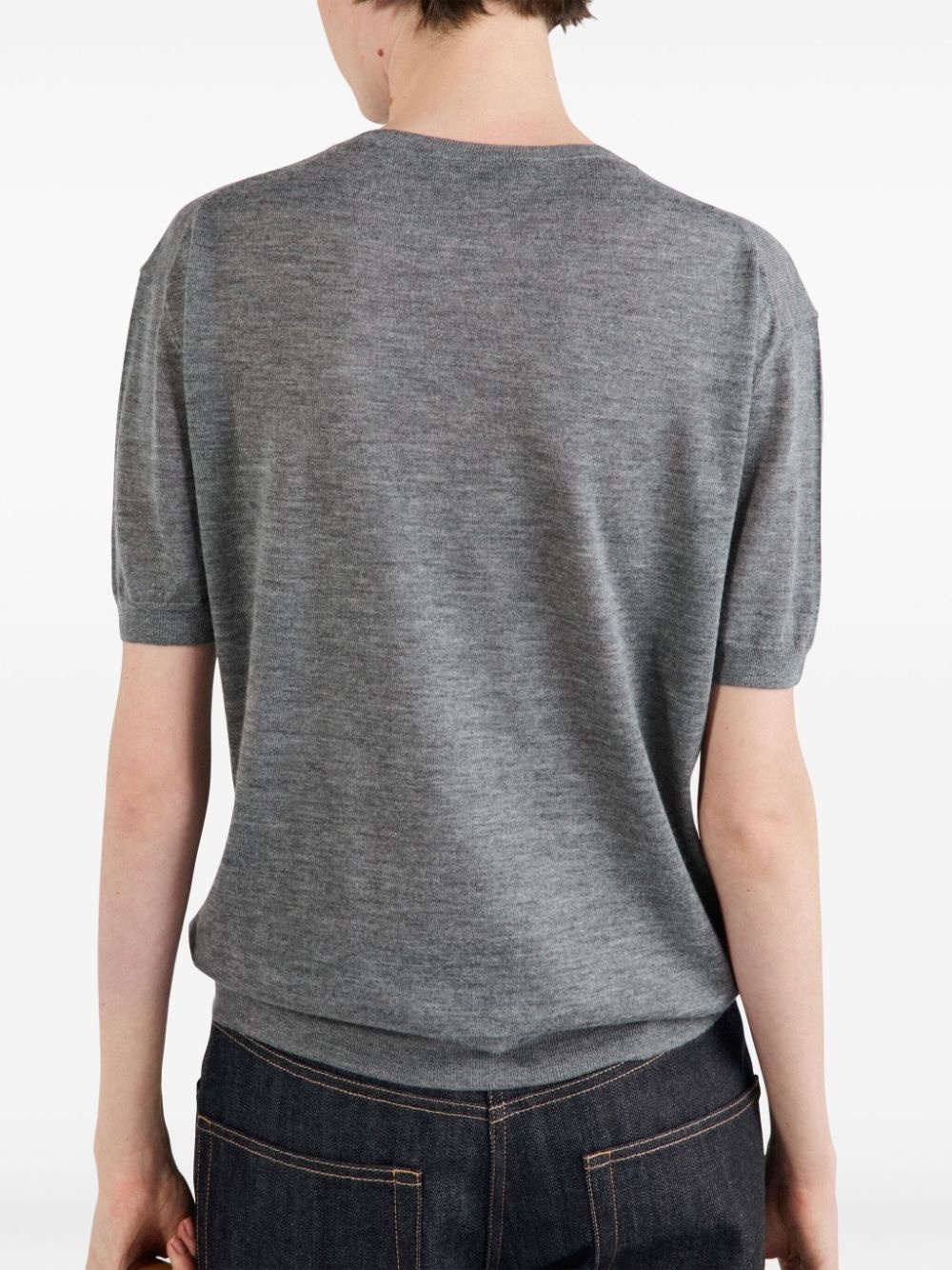 cashmere crew-neck knitted top - 6