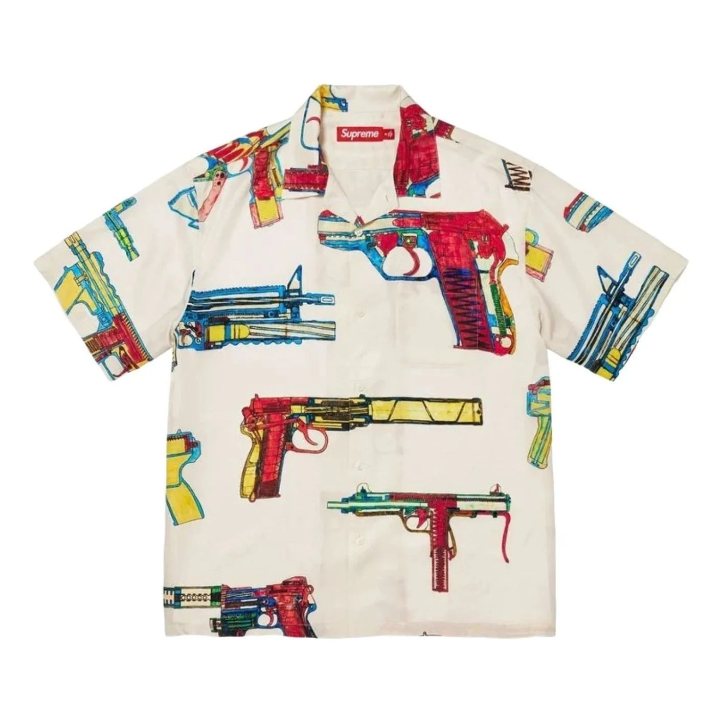 Supreme SS26 Guns Silk S/S Shirt 'White' SUP-SS26-366-WHT - 1
