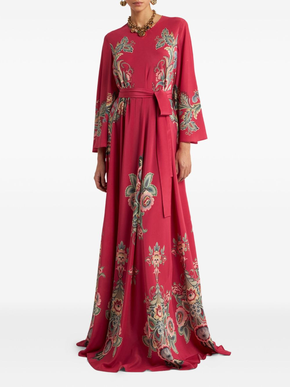 paisley-print belted maxi dress - 2