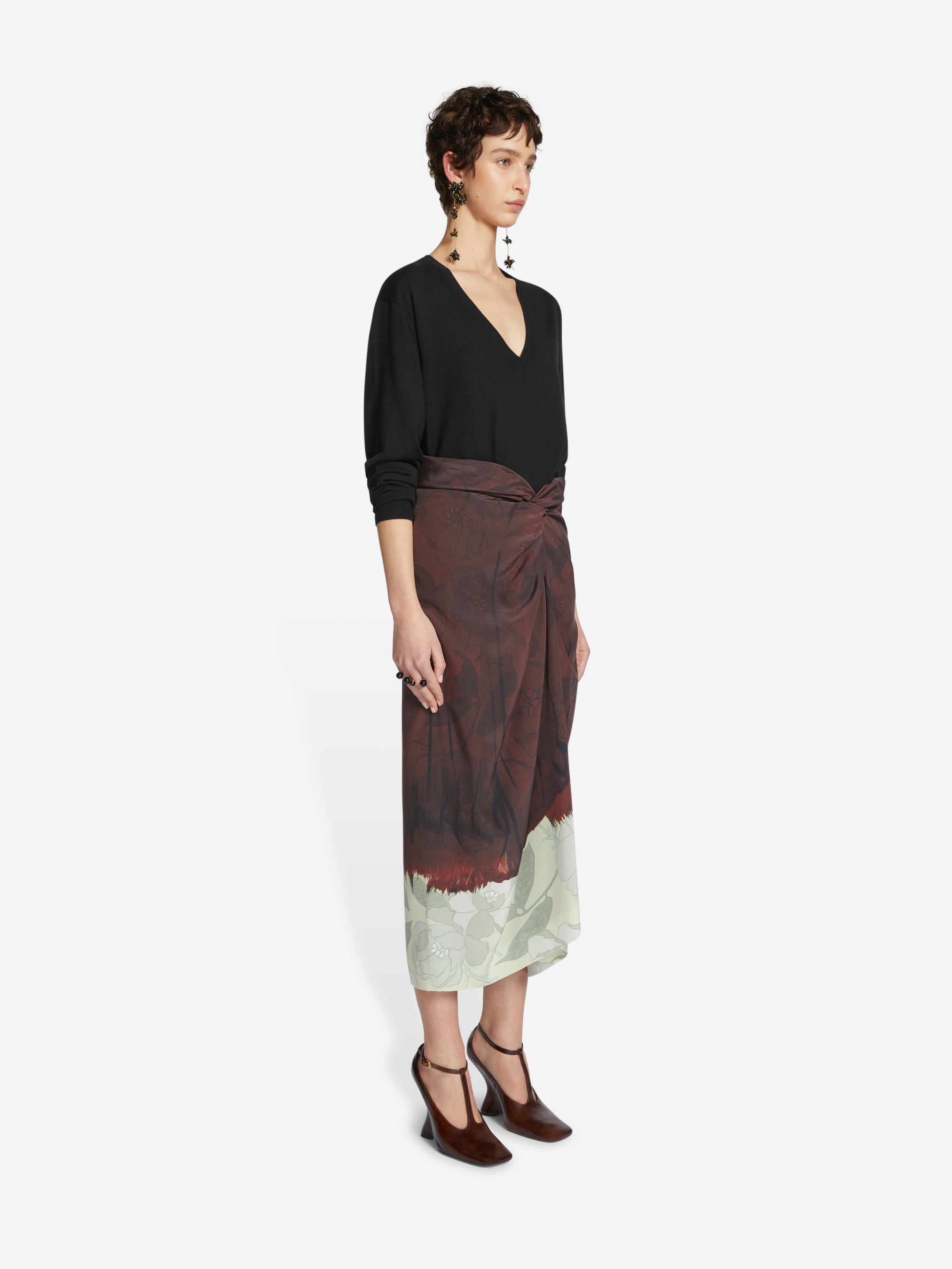 DRAPED SILK SKIRT - 3