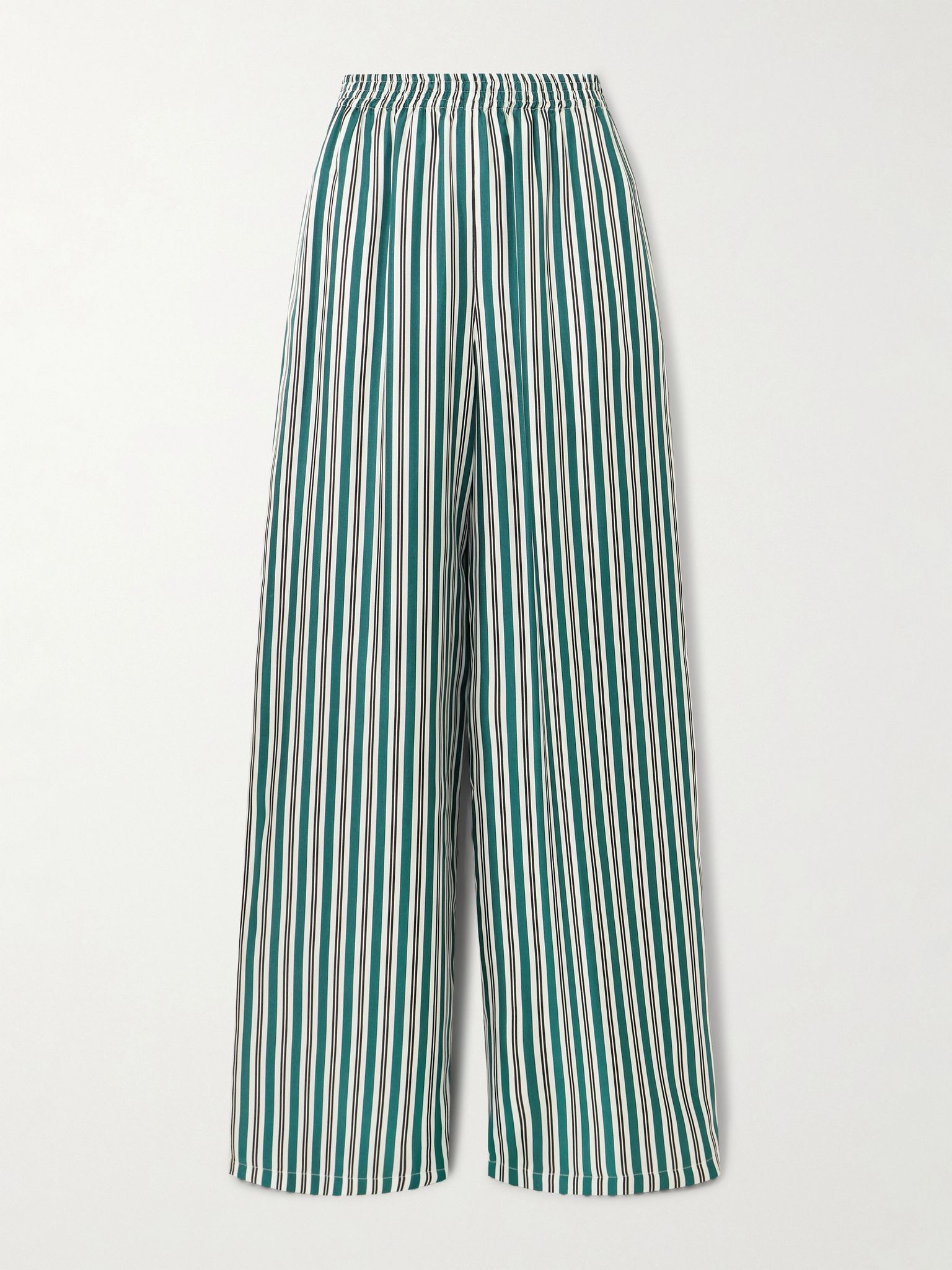 Ladino striped silk-twill wide-leg pants Dark green - 1