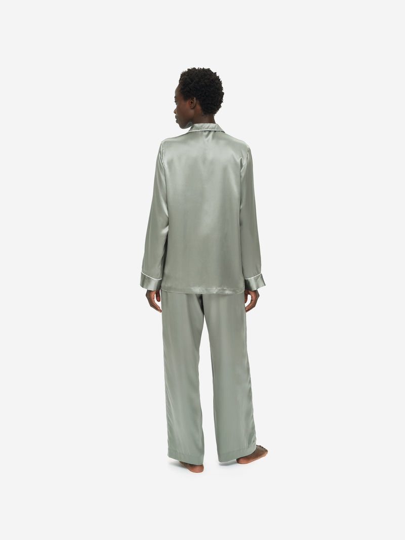 Women's Pyjamas Bailey Silk Satin Green - 5