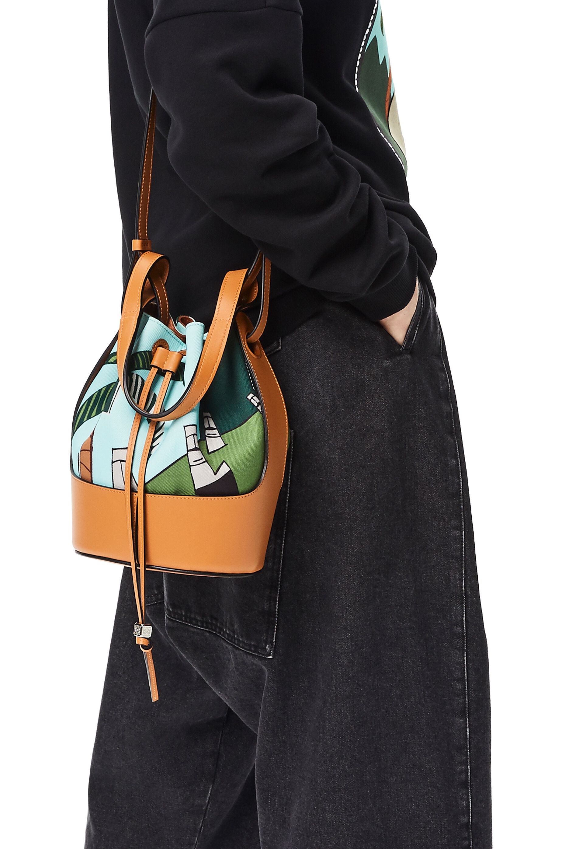 Small Easter Island Balloon bag in canvas and calfskin - 2