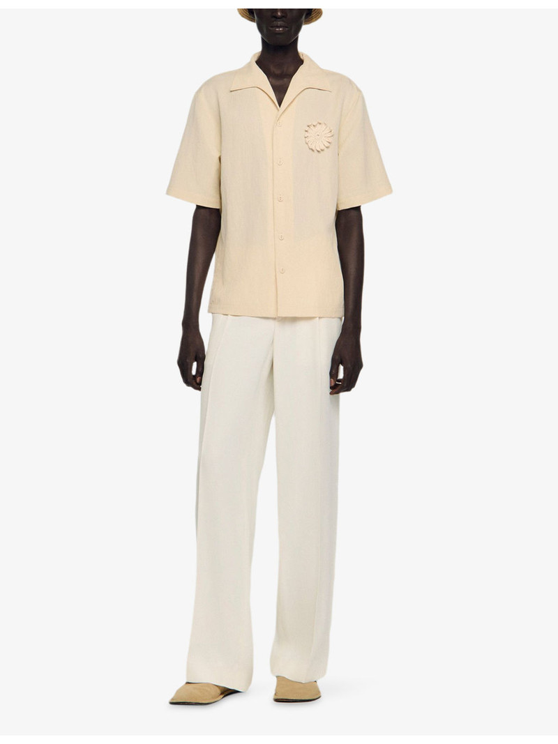 Sandro Floral-Embroidered Relaxed-Fit Crochet Shirt outlook