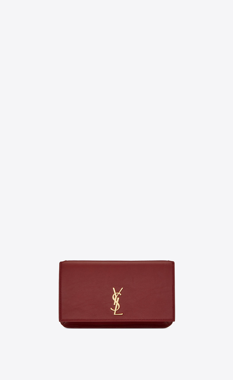 cassandre saint laurent phone holder with strap in smooth leather - 1