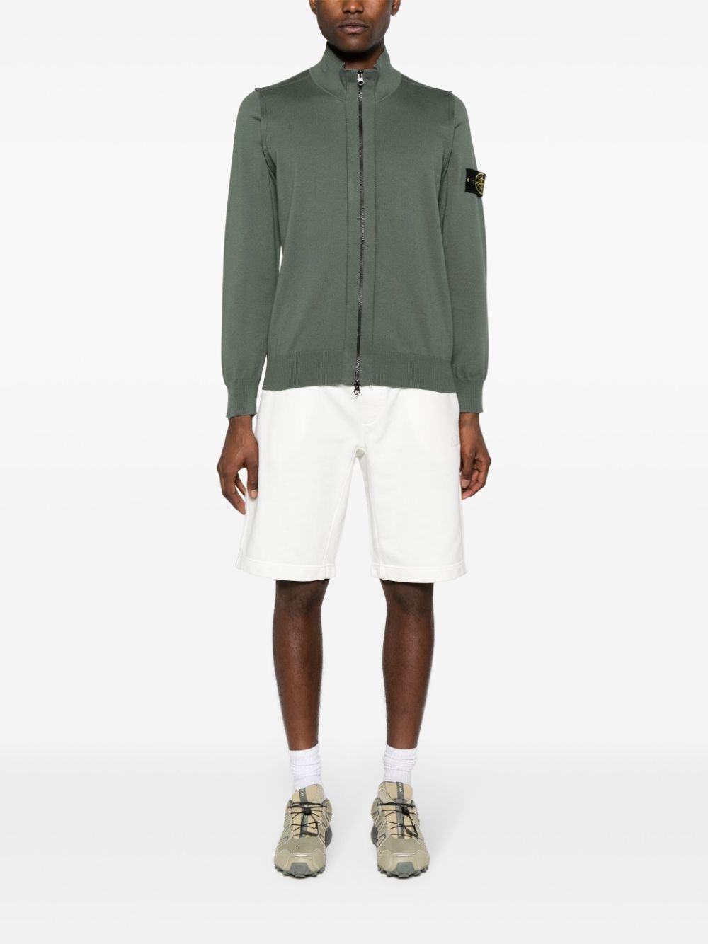 logo-embroidered cotton track shorts - 2