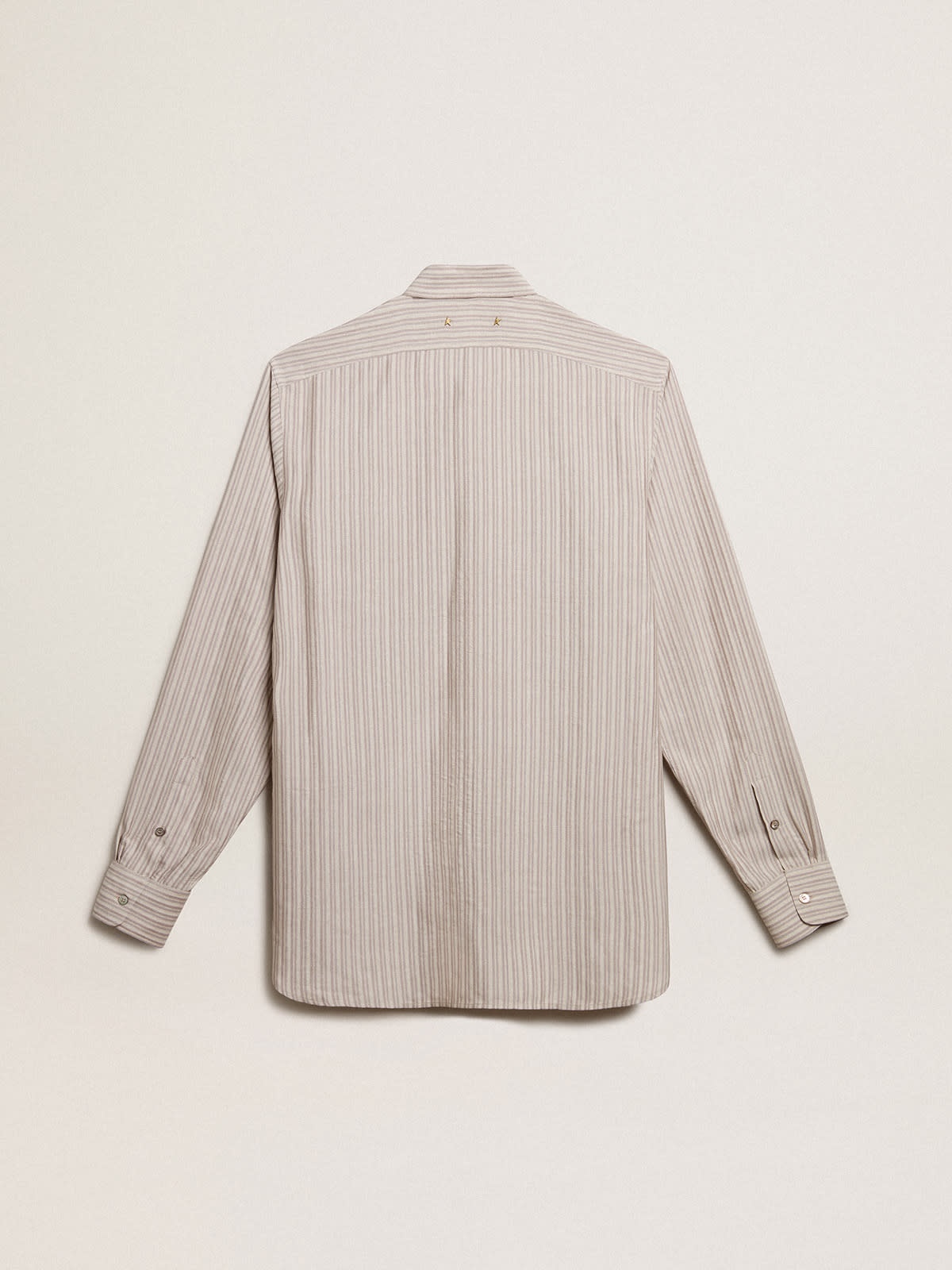 Men's viscose-blend linen shirt with striped pattern - 2