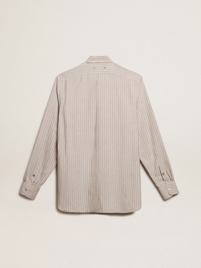 Golden Goose Men's viscose-blend linen shirt with striped pattern outlook