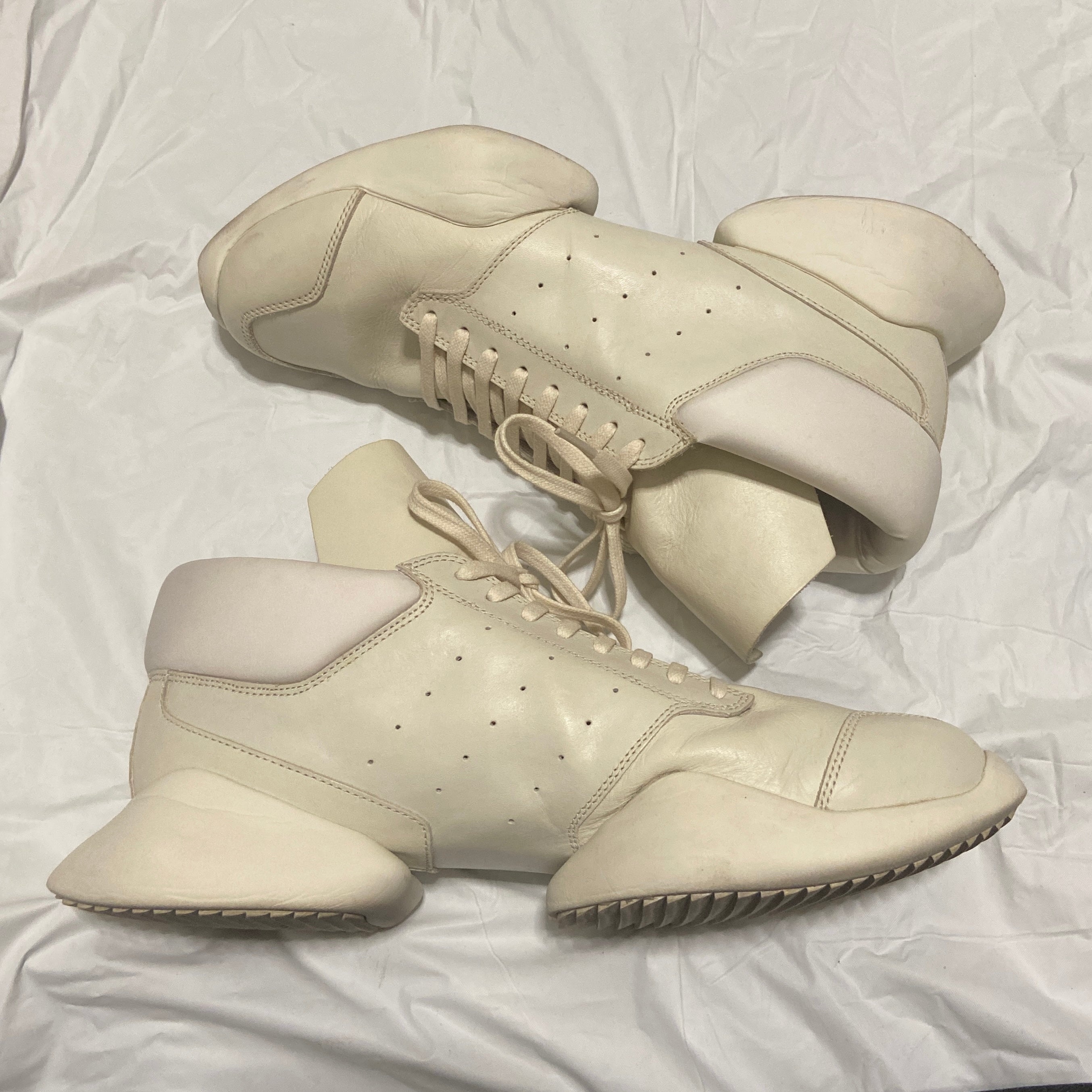 Rick owens adidas white leather suede runner 43.5 - 3