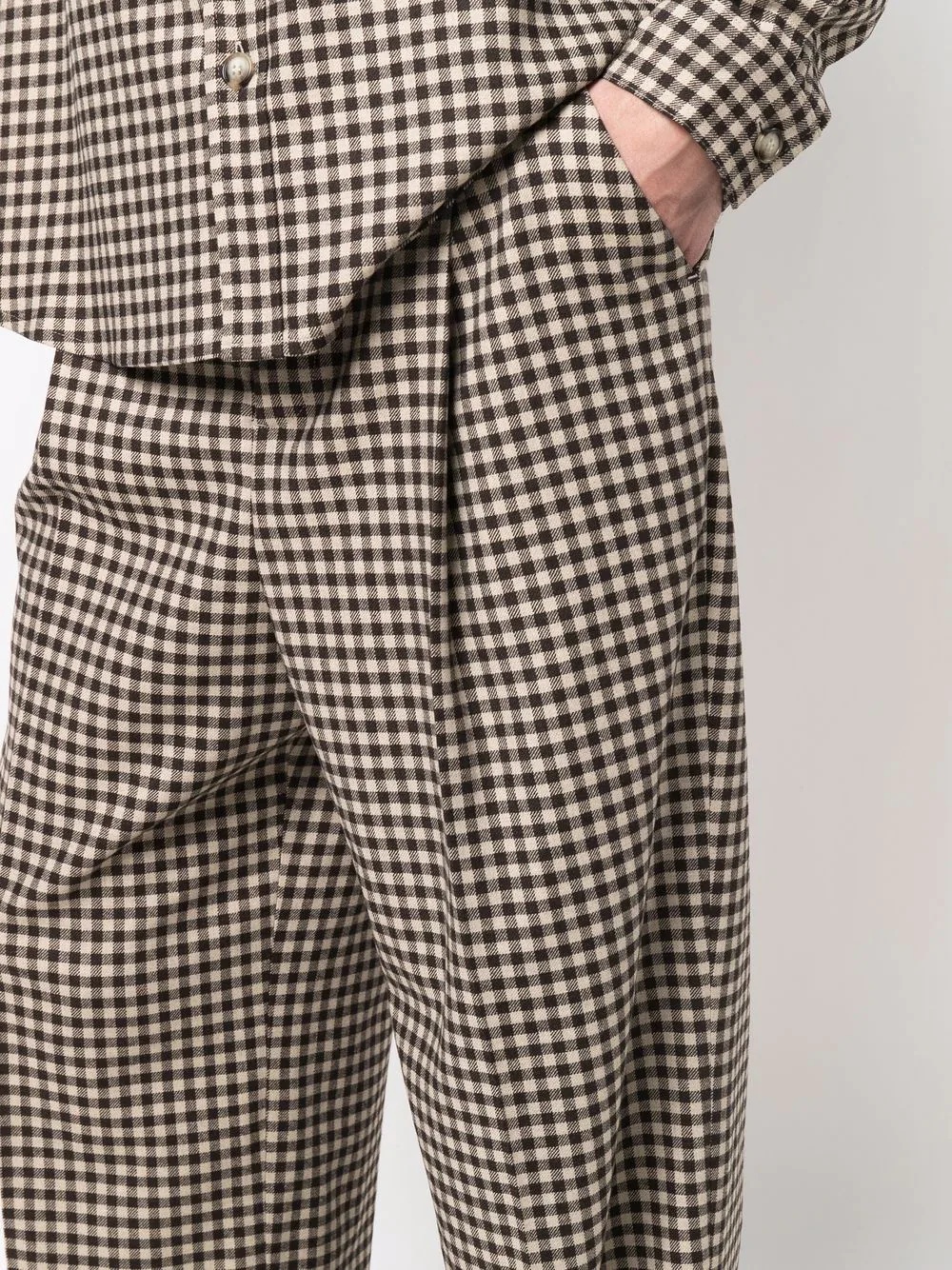 gingham wide-leg trousers - 5