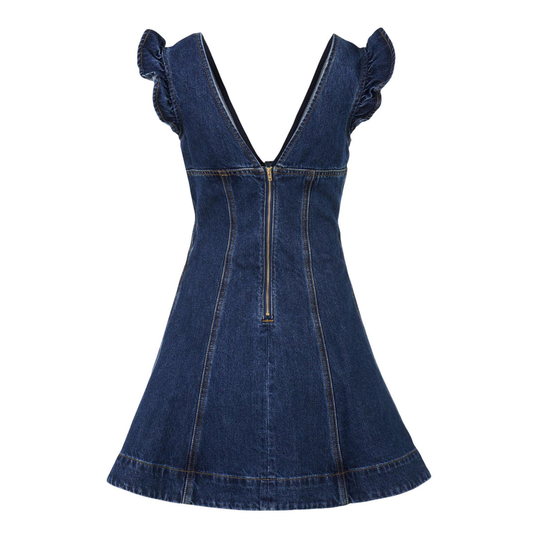 Denim Flared Mini Dress - 2
