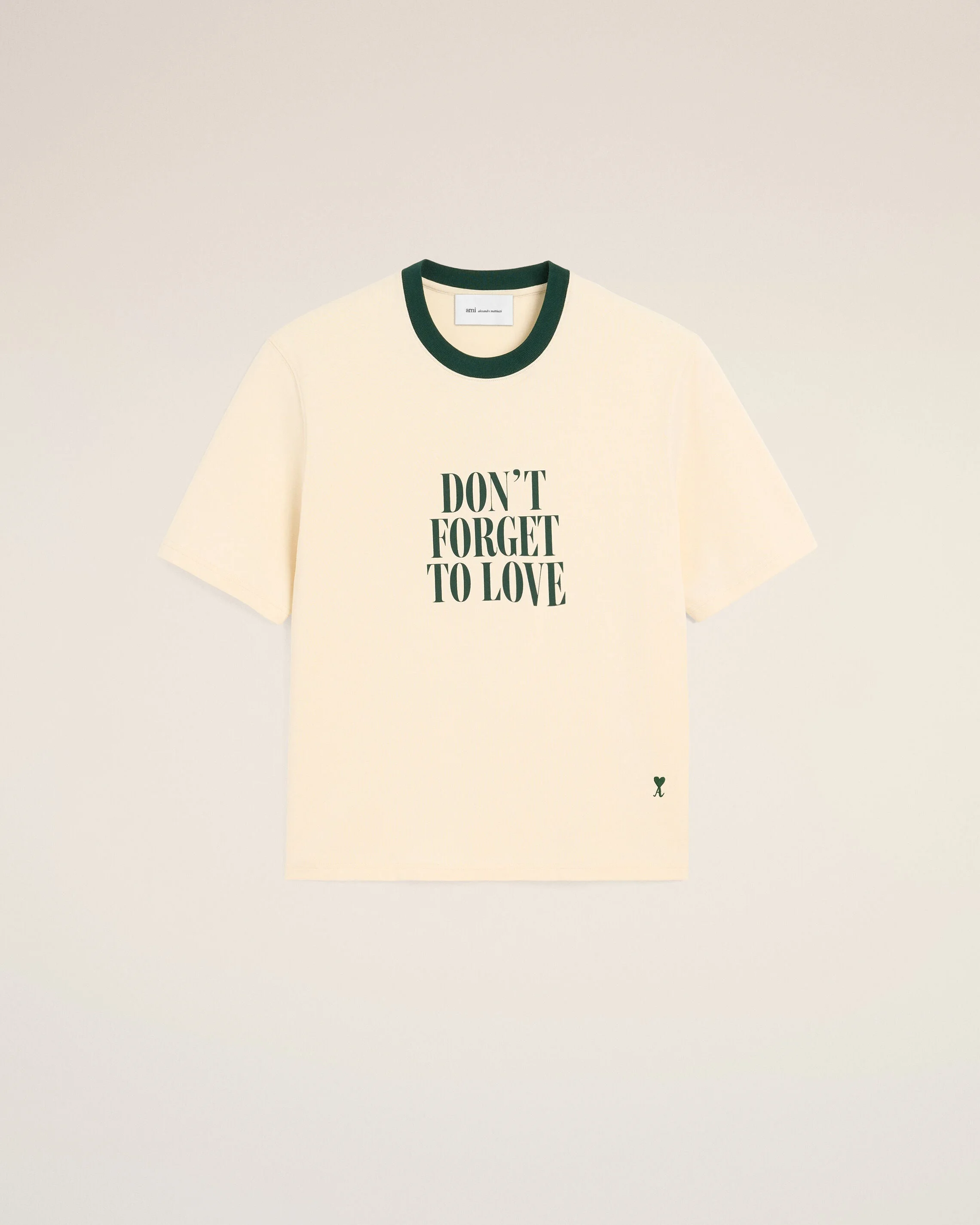 ECRU PRINTED COTTON "DON'T FORGET TO LOVE" T-SHIRT - 1
