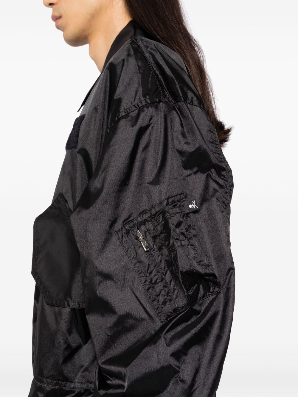 logo-embroidered shirt jacket - 5