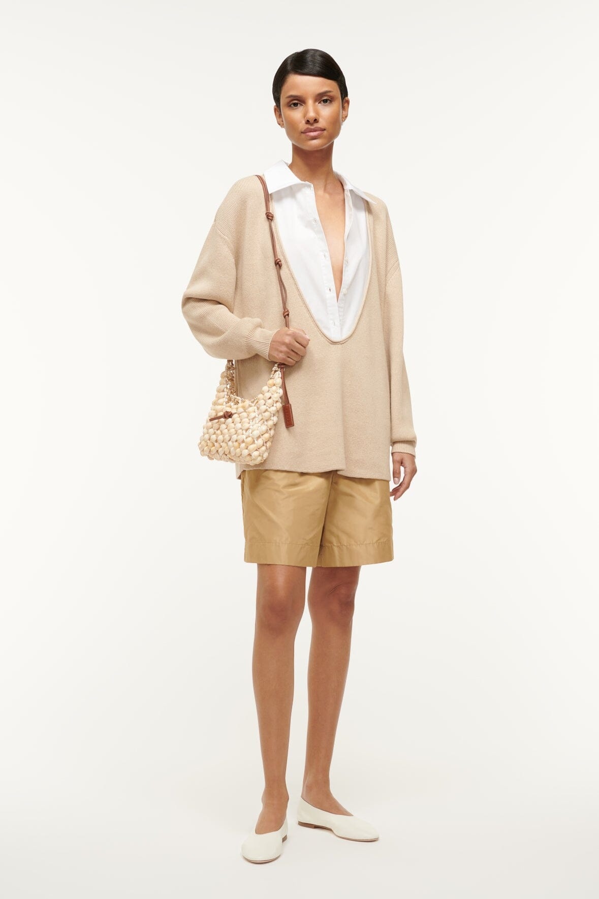STAUD PIETRO SWEATER CAMEL WHITE - 6