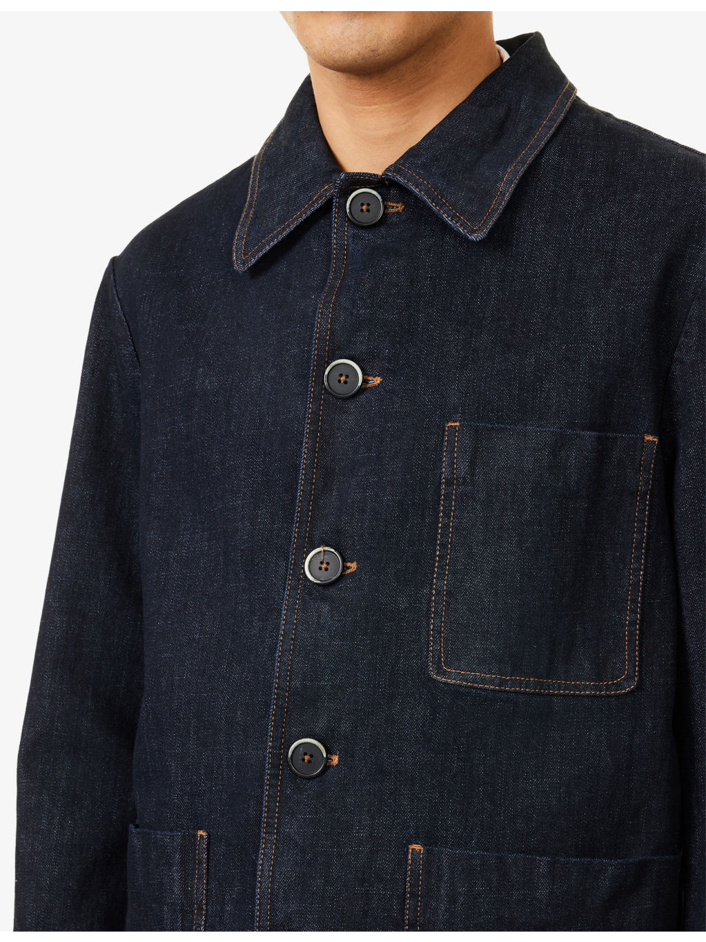Patch-Pocket Long-Sleeve Denim Overshirt - 5