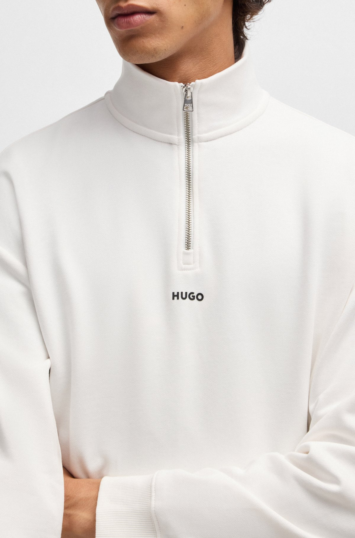 COTTON-TERRY ZIP-NECK SWEATSHIRT WITH LOGO PRINT - 3