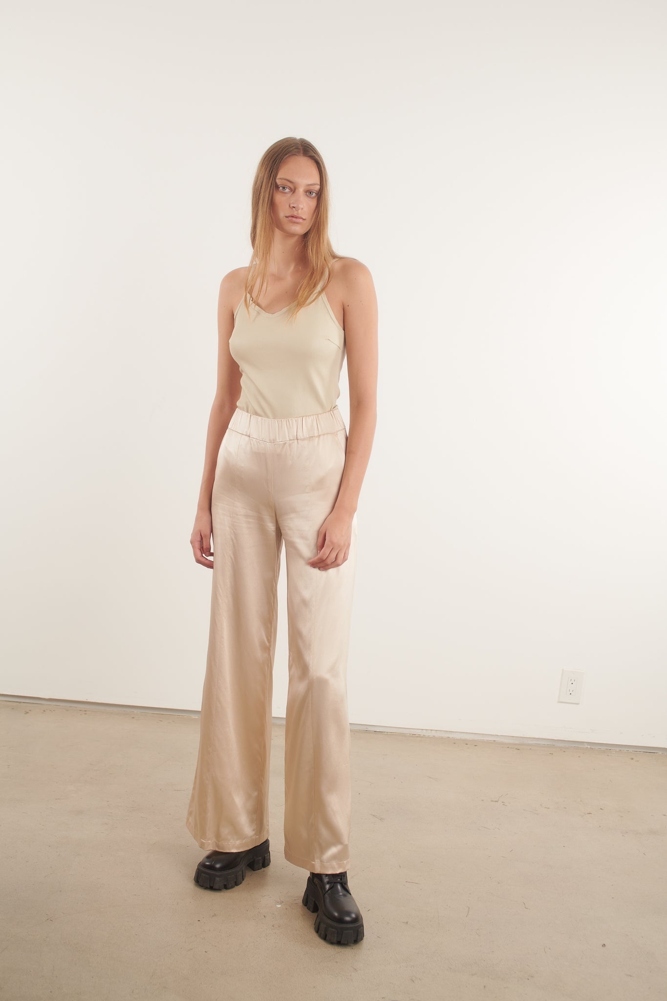 ECRU LEATHER CAMISOLE TANK - 5