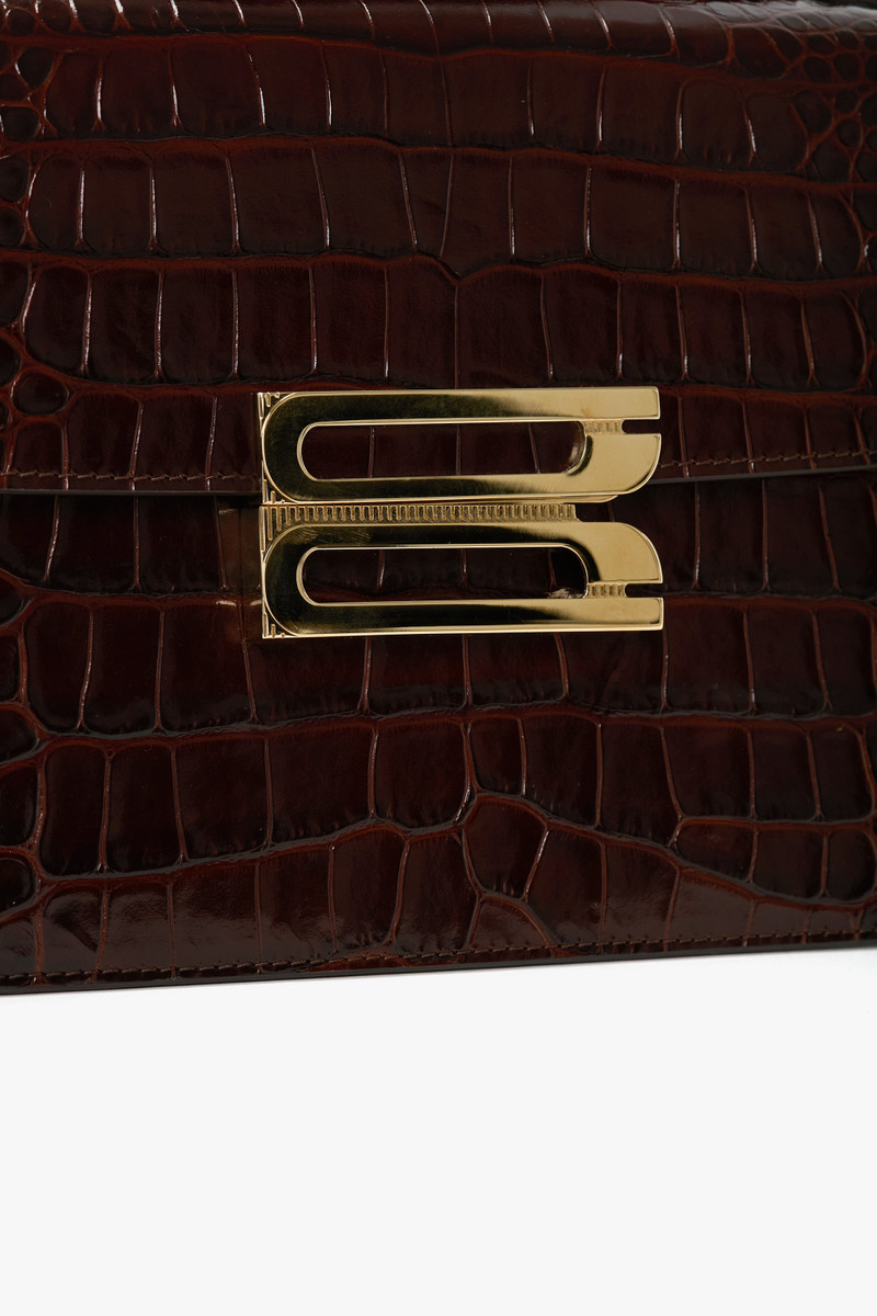 Victoria Beckham Dorian Bag In Embossed Dark Brown Leather outlook