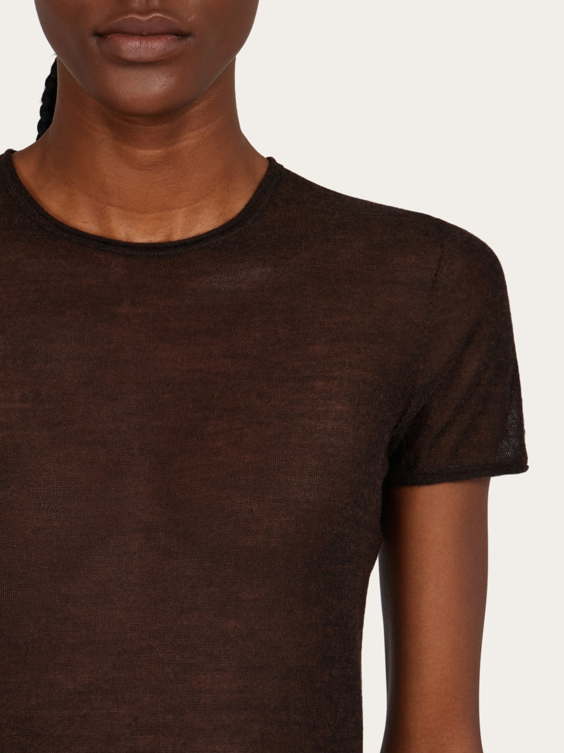 Straight cut silk and cashmere dress - 5