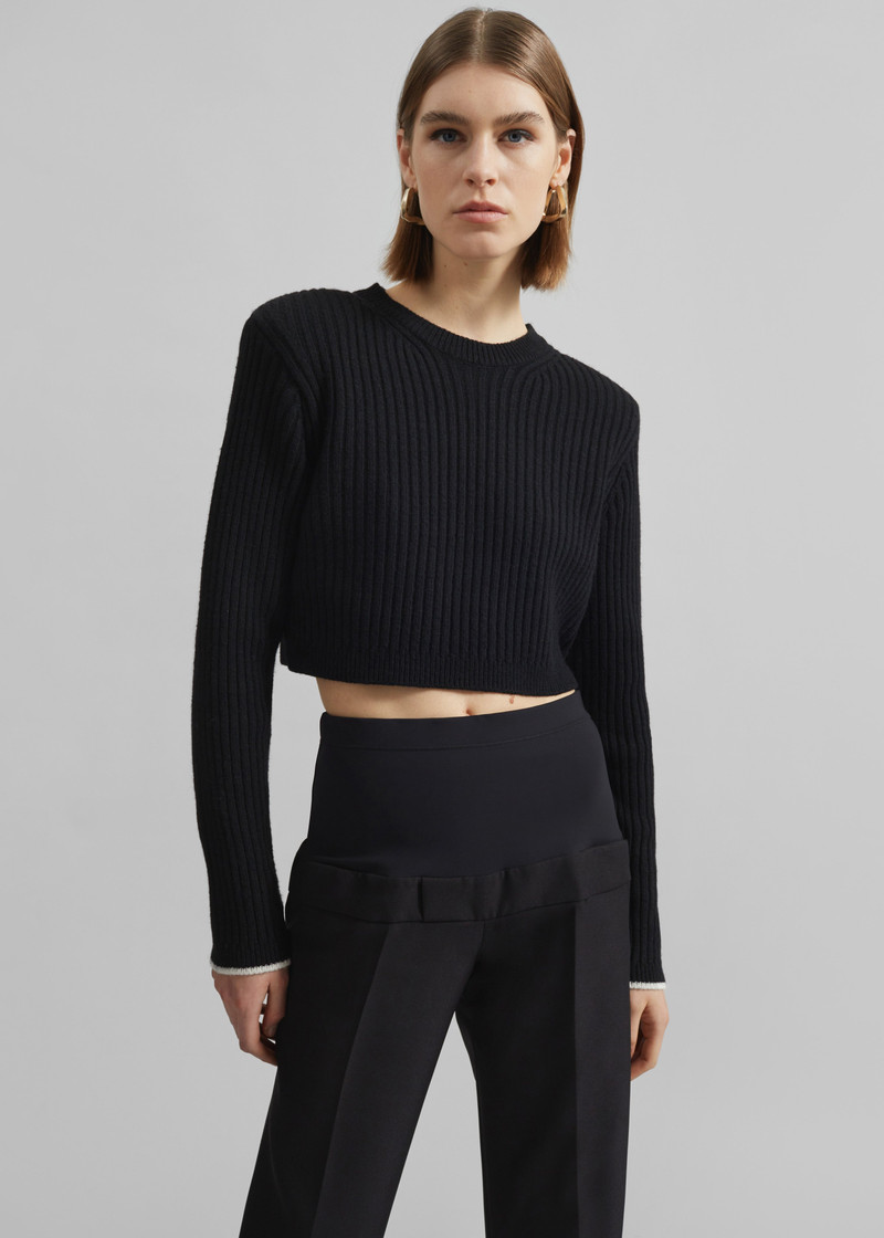 Ritsem Cropped Ribbed Wool Sweater - Black 5