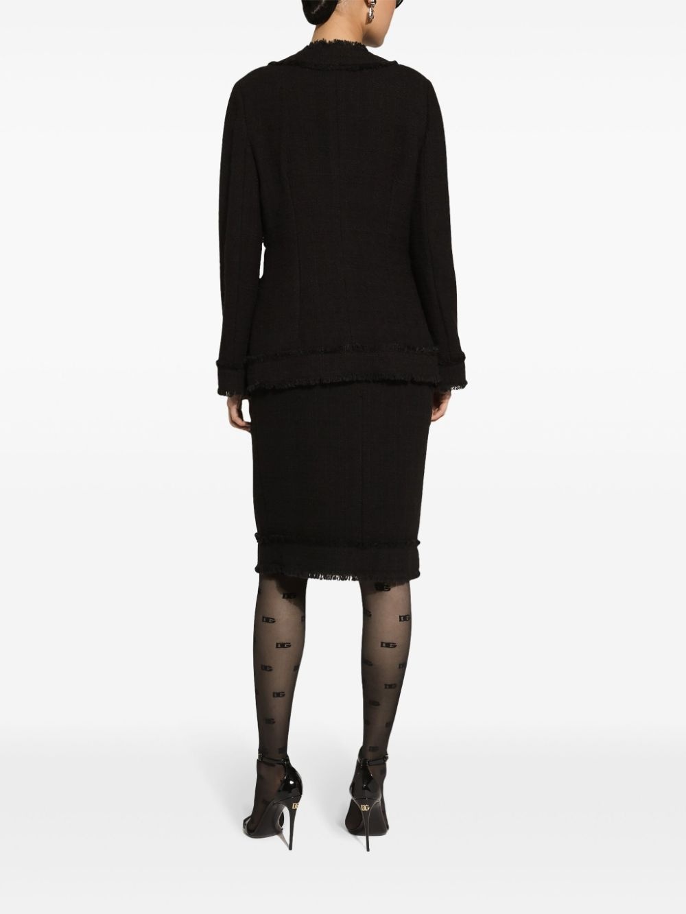 DG-plaque tweed midi skirt - 4