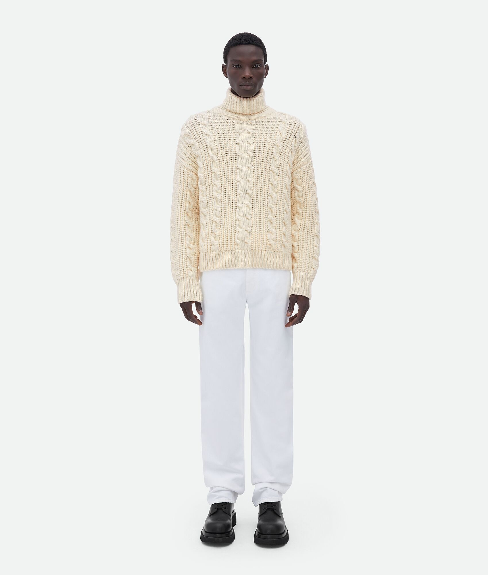 wool cable knit jumper - 1