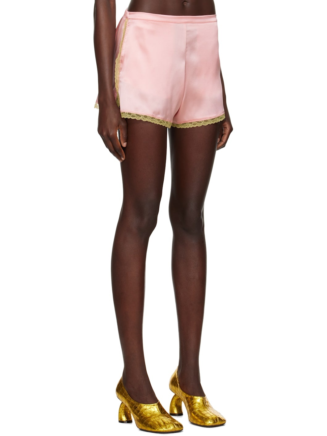 Pink Silk Mini Shorts - 2