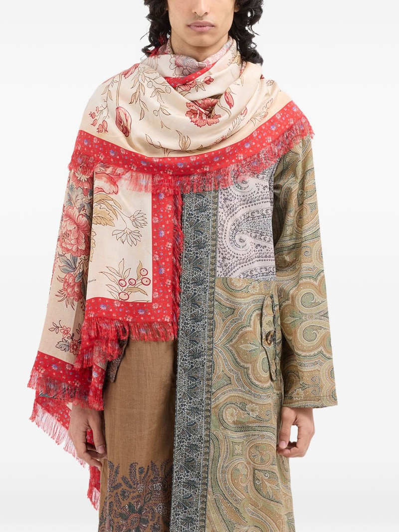 Aloeuw fringed floral silk scarf 4