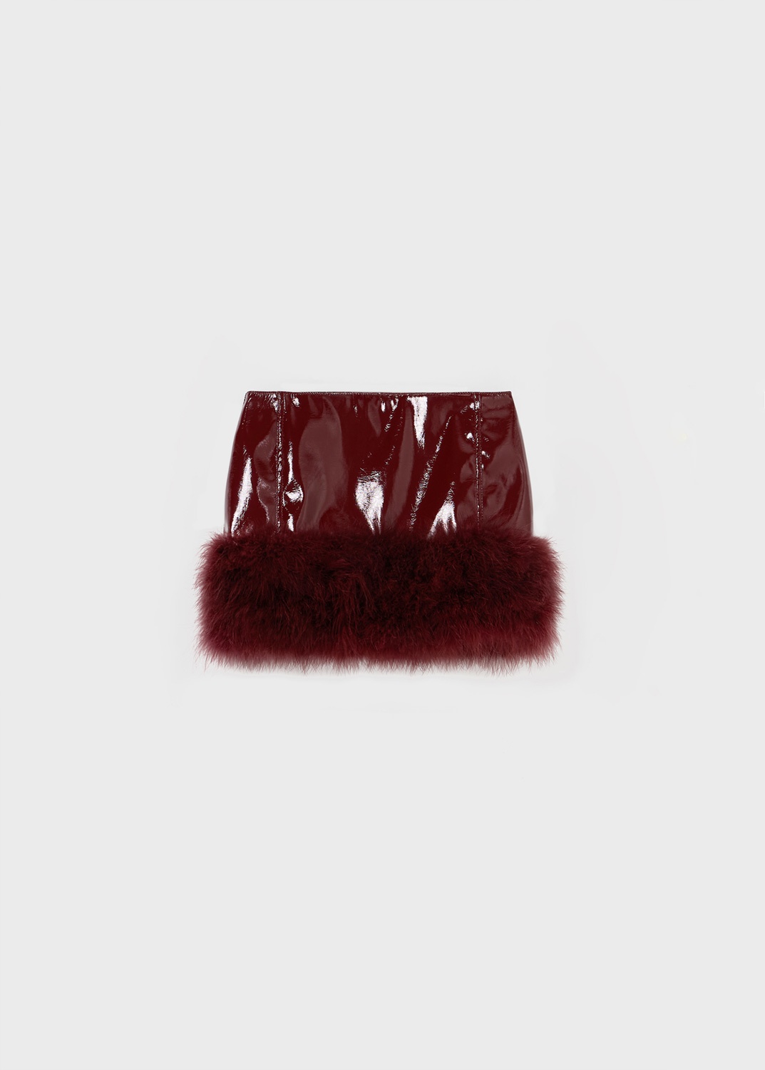 PATENT MINI SKIRT WITH MARABOU FEATHERS - 1