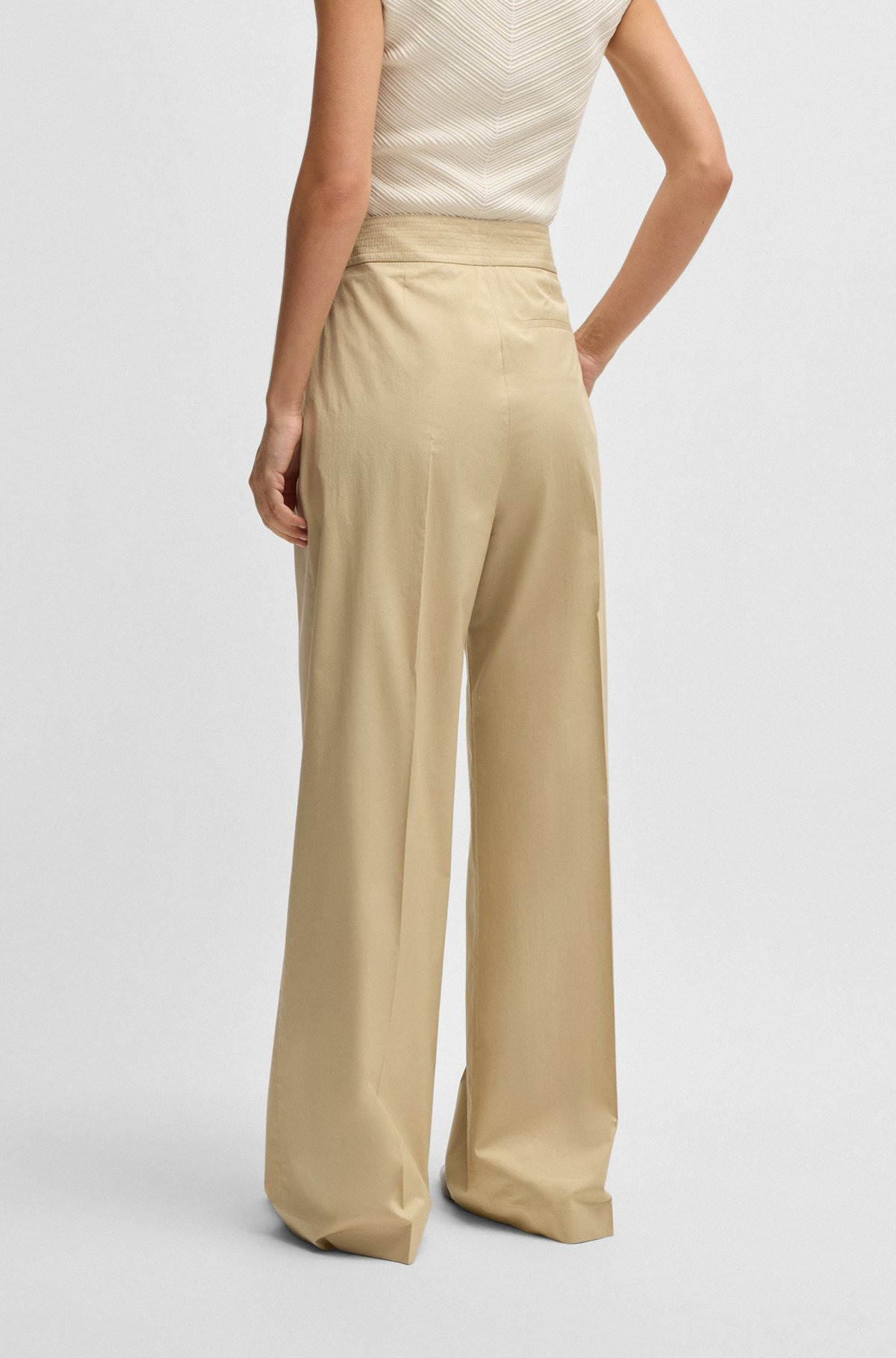 HIGH-WAISTED REGULAR-FIT TROUSERS IN AIRY STRETCH COTTON - 4