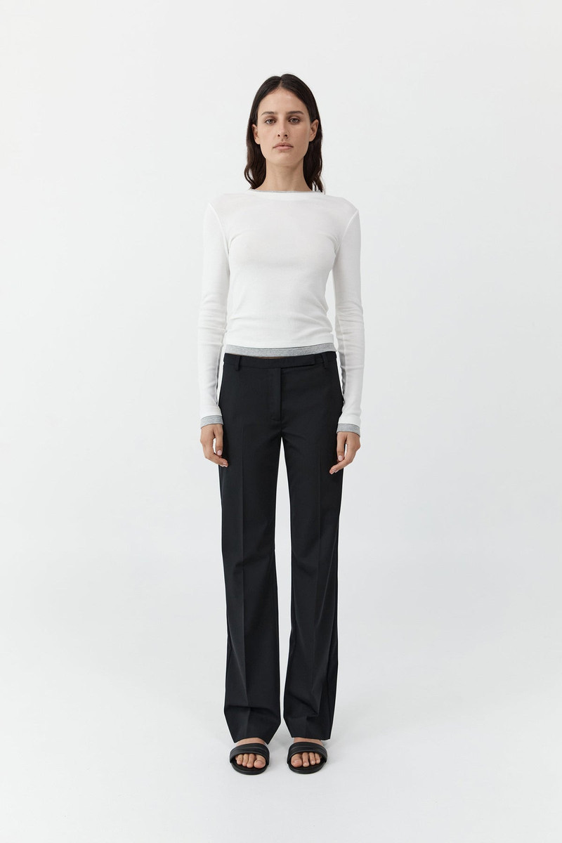 ST. AGNI Organic Cotton Layered Long Sleeve Top - White outlook