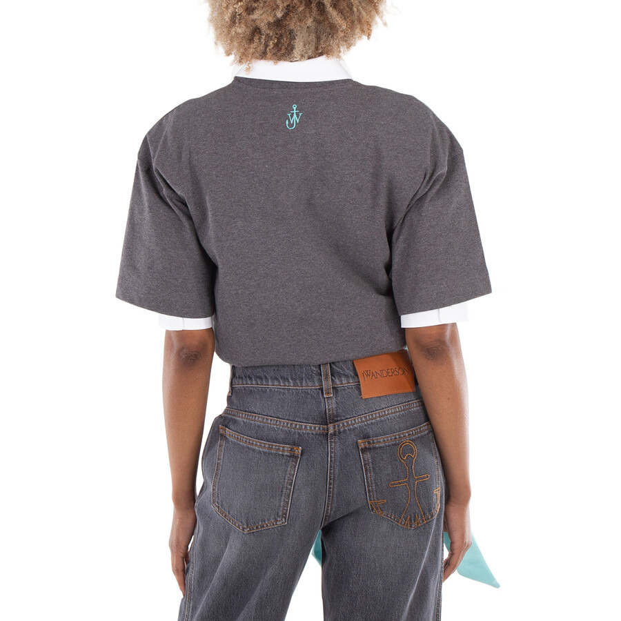 JW Anderson Satin Detail Crew Neck Cotton T-Shirt - 4