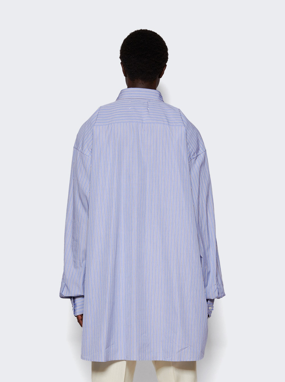 Cotton Oxford Shirt Blue Stripe - 5