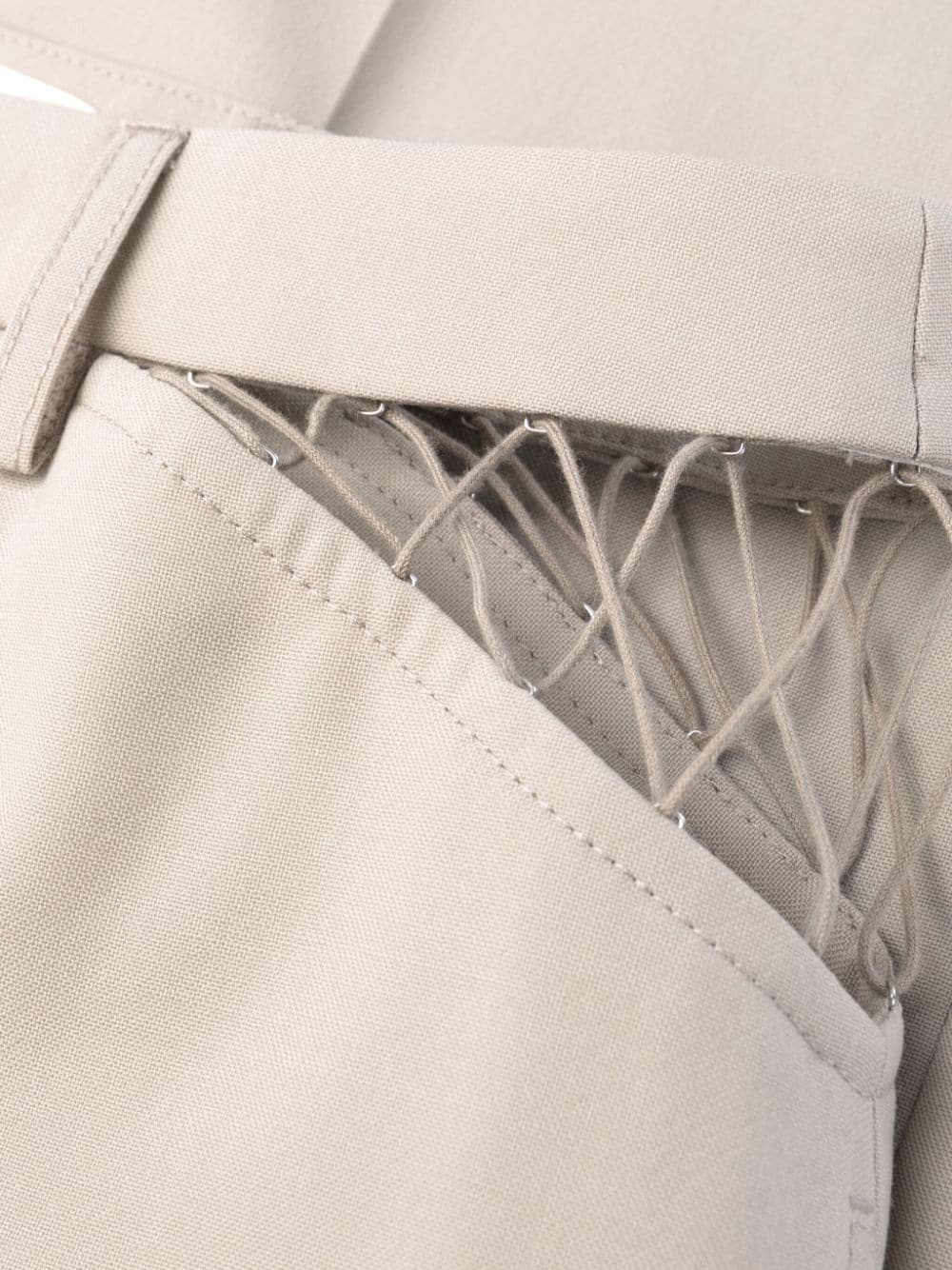 cut-out wool trousers - 6