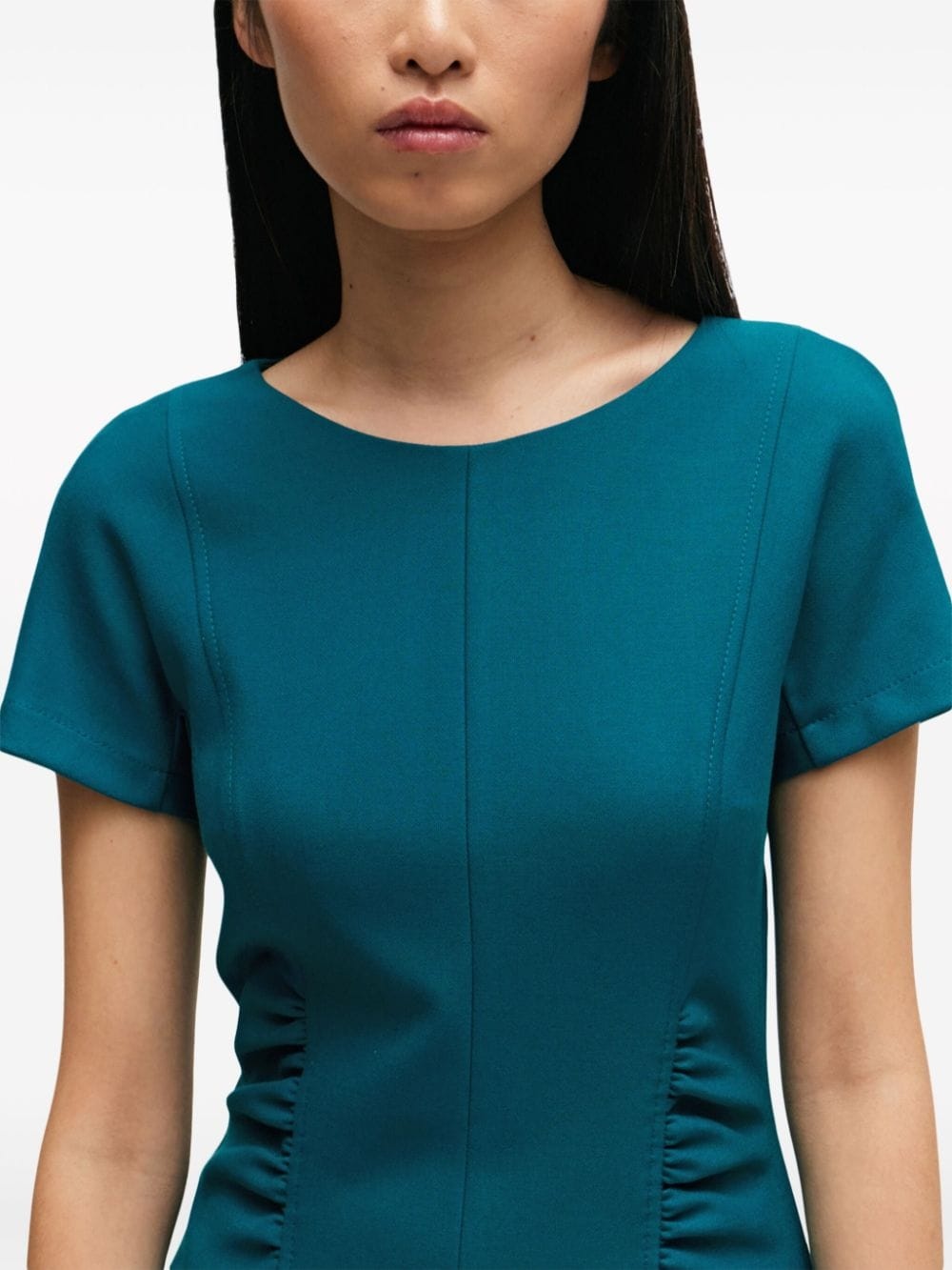short-sleeve ruched midi dress - 4