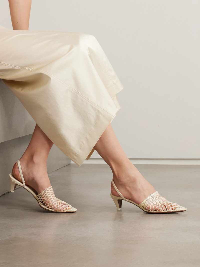 NEOUS Acantho fishnet and leather slingback pumps Cream outlook