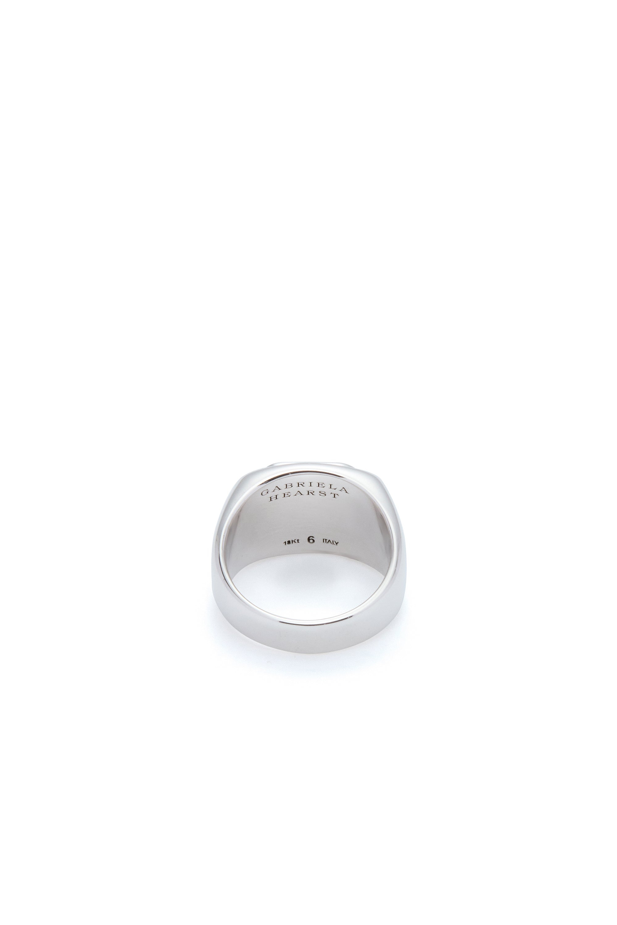 Large Ring in 18k White Gold & Pink Marble Stone - 3