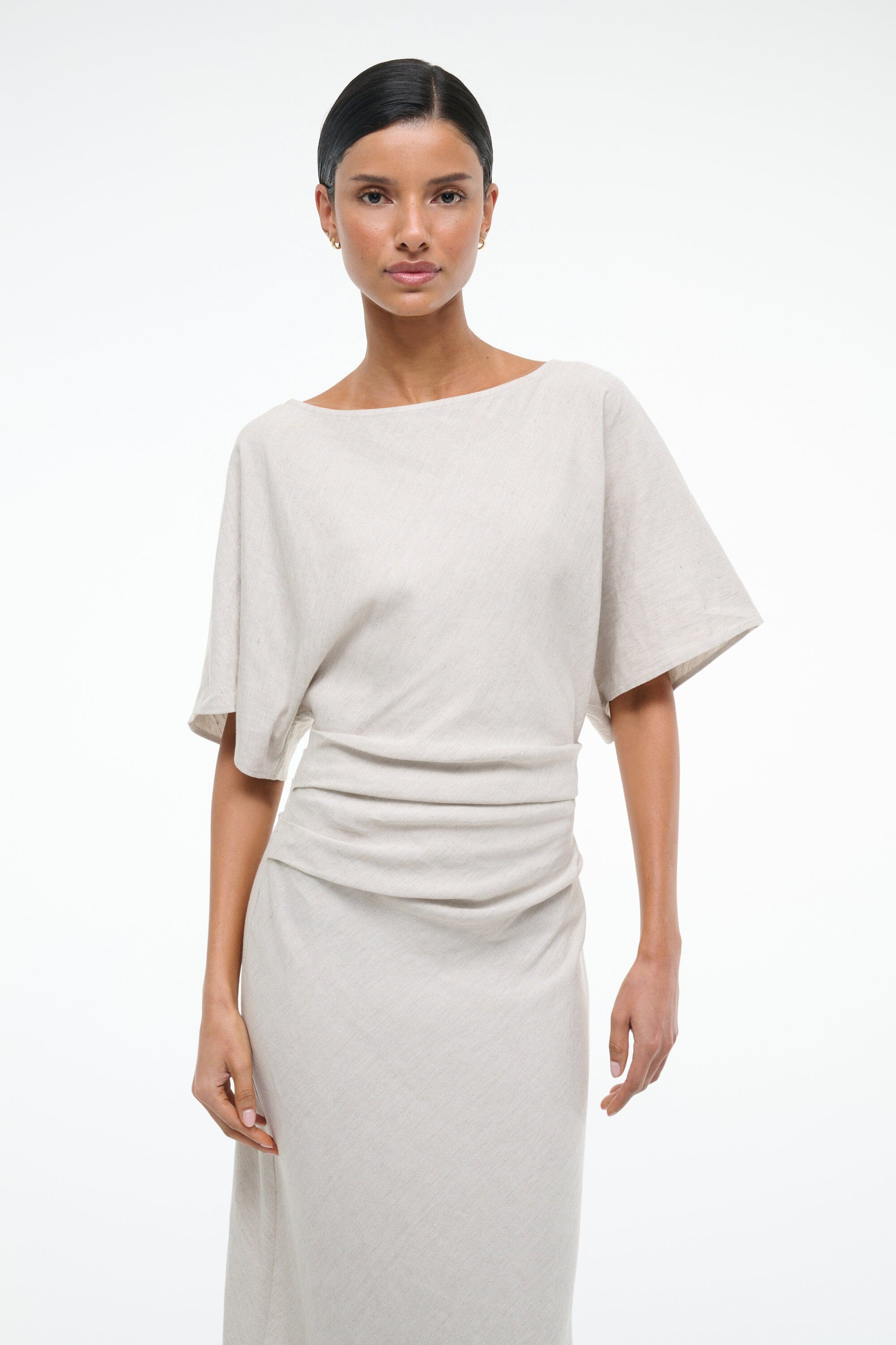 STAUD AMELIE LINEN DRESS NATURAL - 5