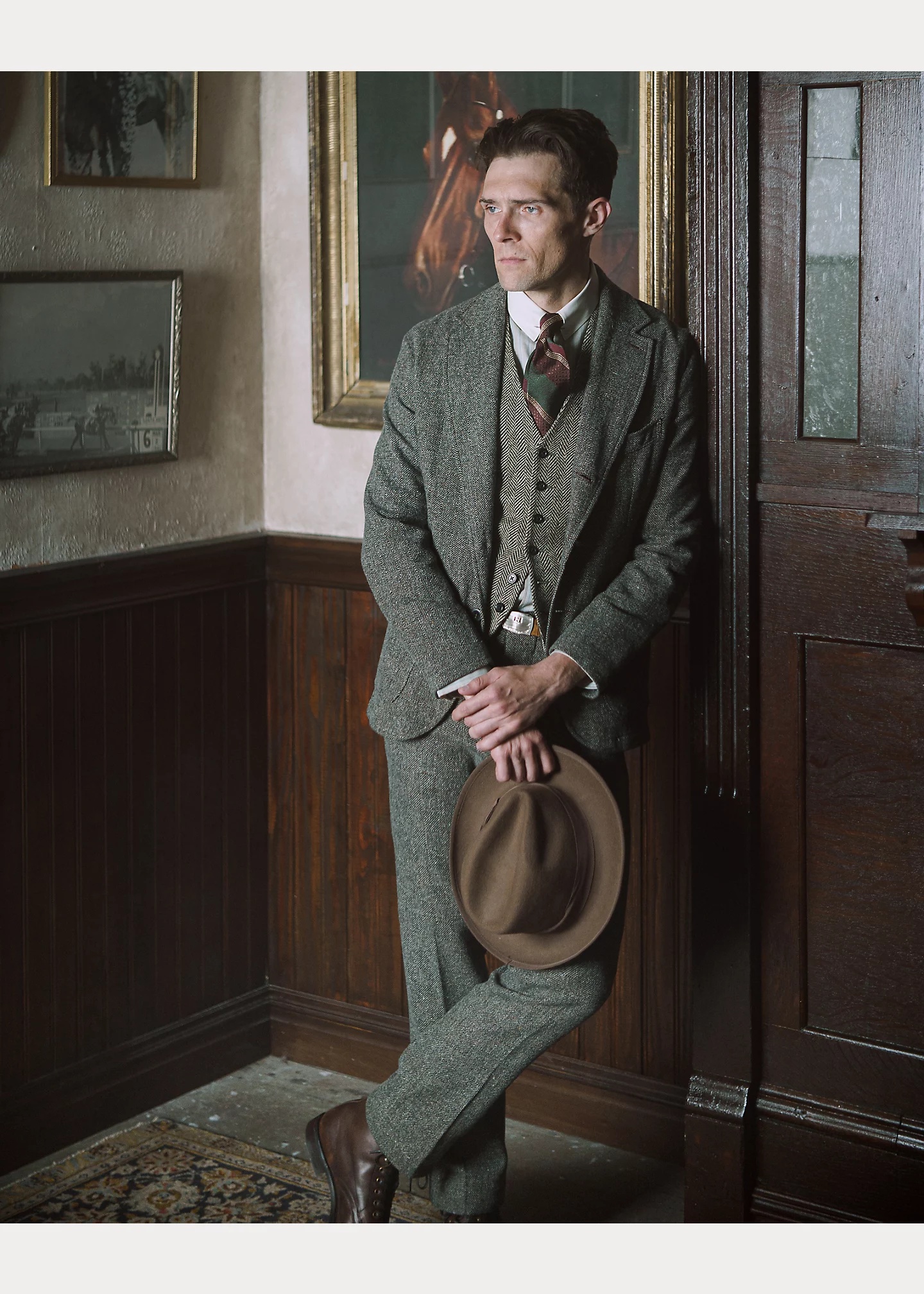 Slim Fit Wool Herringbone Suit Trouser - 9