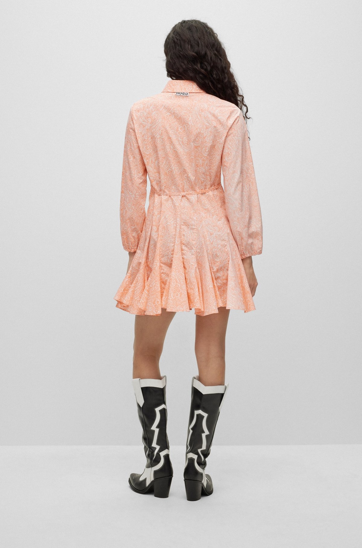 LONG-SLEEVED SHIRT DRESS IN PAISLEY-PRINT COTTON - 4