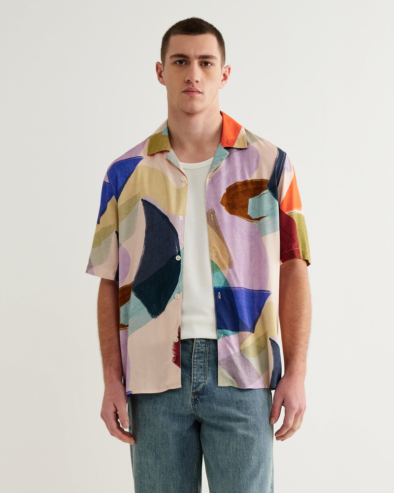 Wax London Didcot - Multicolour Painted Shapes Short-Sleeve Shirt outlook