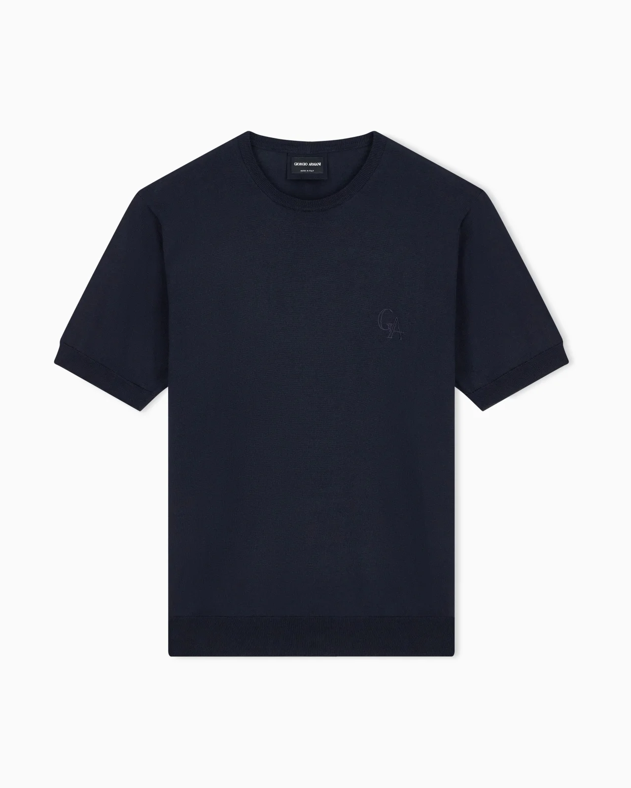 SWEATER SLIM FIT IN PLAIN KNIT SILK AND COTTON - 1