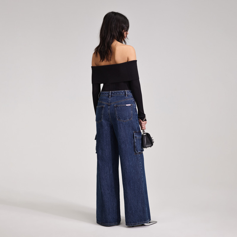 self-portrait Black Ribbed Knit Top outlook