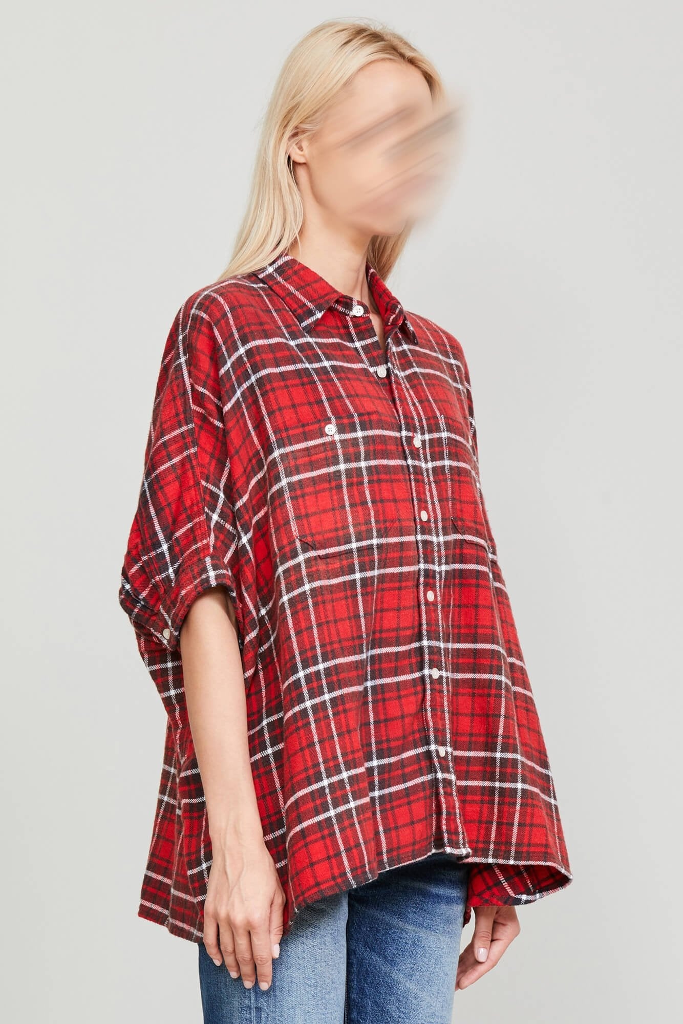 OVERSIZED BOXY SHIRT - RED PLAID - 2