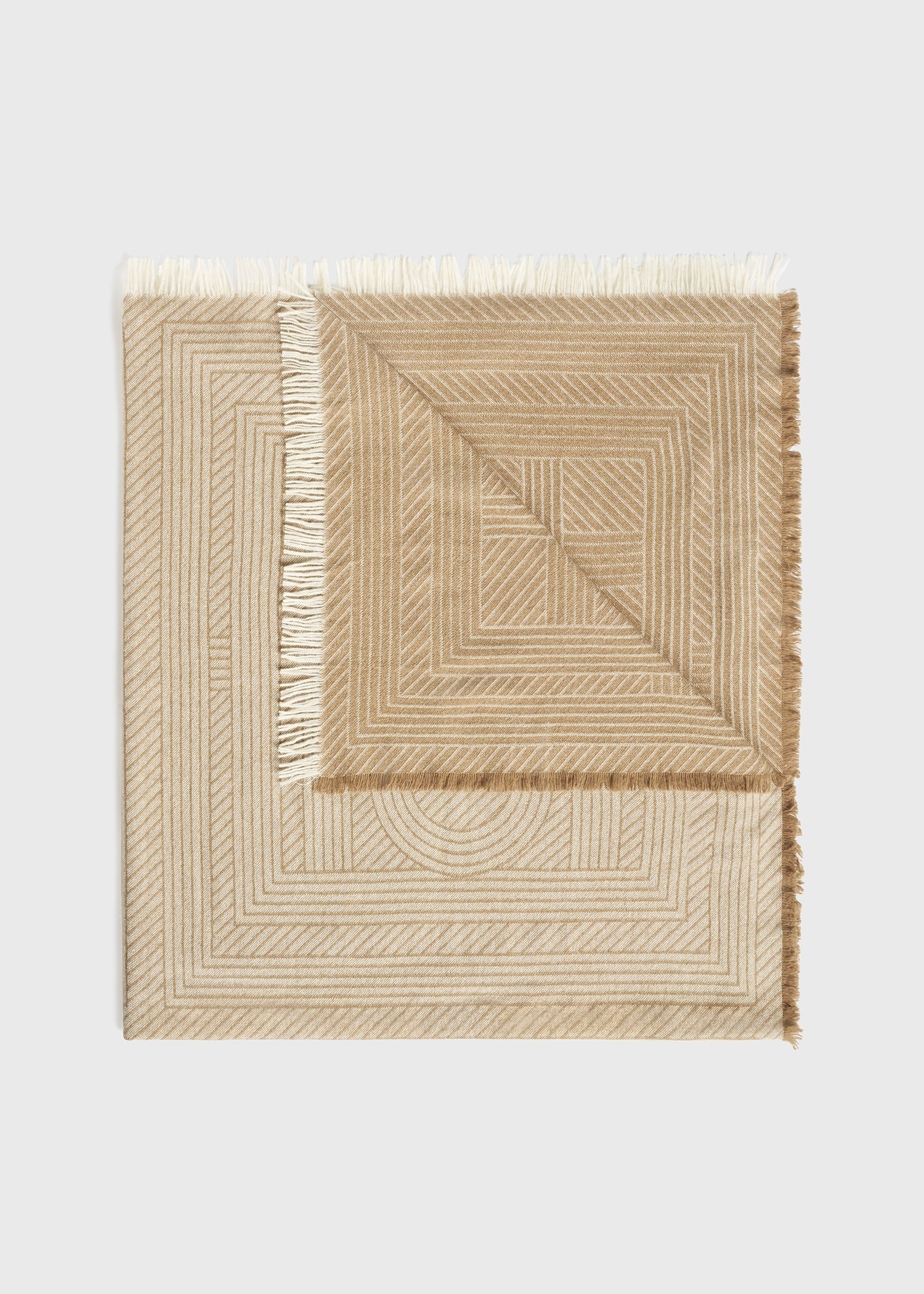Striped monogram wool scarf biscuit - 1