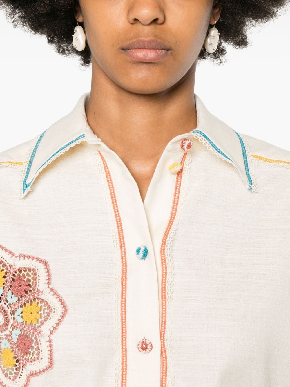 Ottie crochet-trim shirt - 5