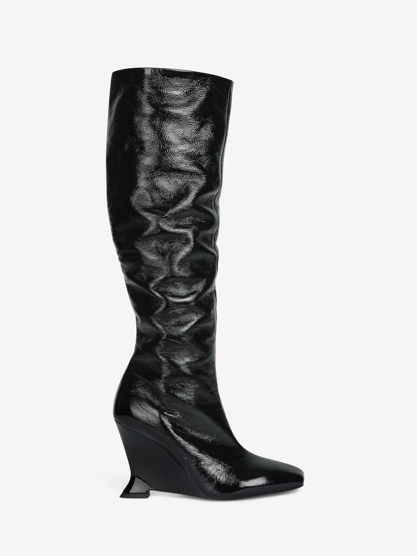 Wedge boots in crinkled patent leather - 1
