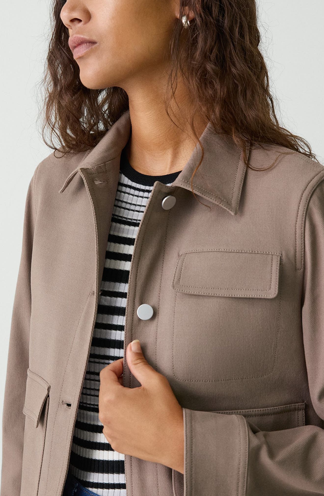 Theory Casual Button Front Jacket in Walnut at Nordstrom - 4