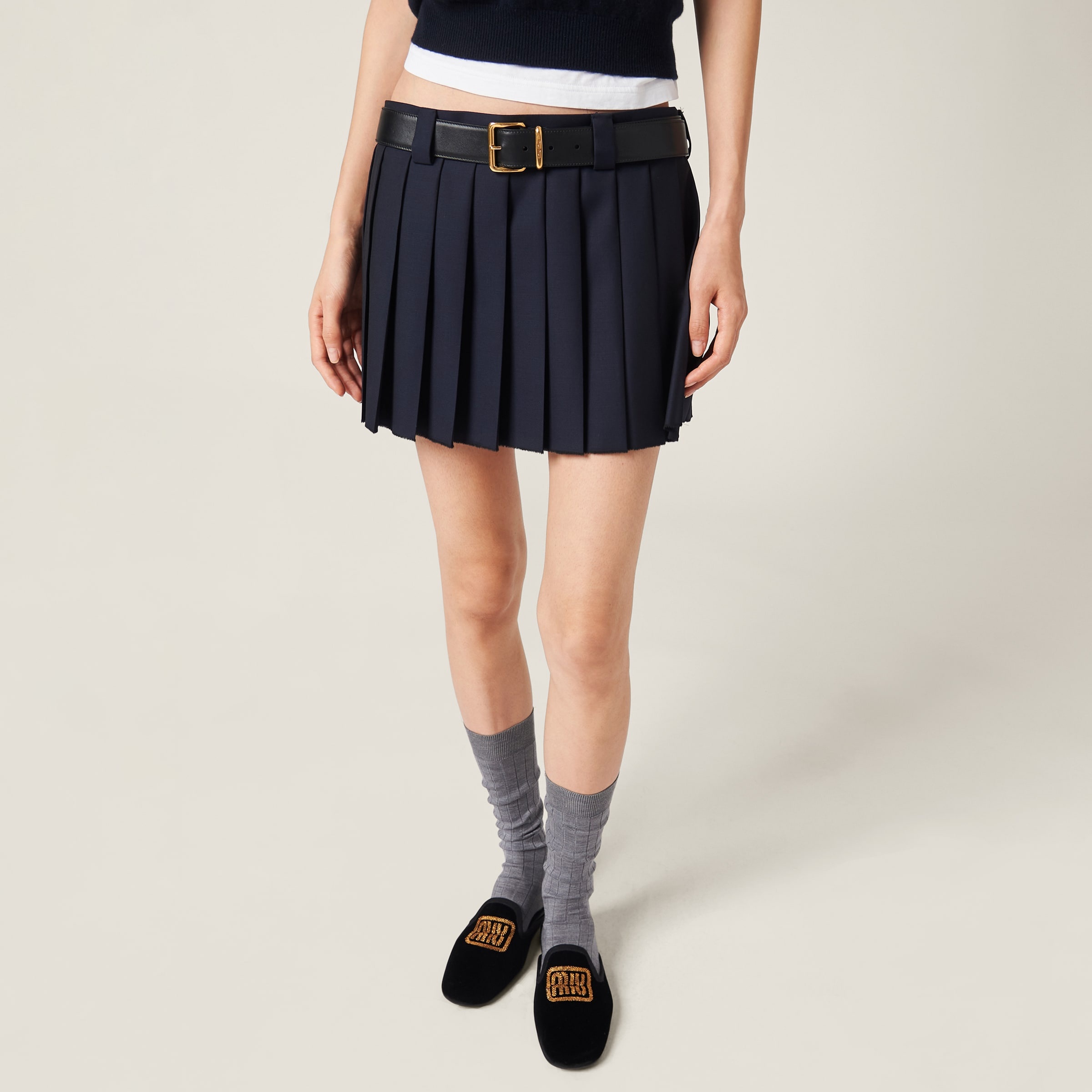 Pleated batavia miniskirt - 4